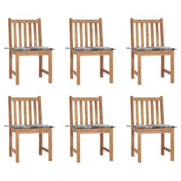 Krzesła ogrodowe z poduszkami, 6 szt., lite drewno tekowe