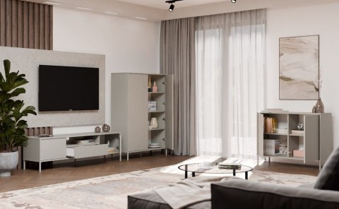 Komoda KAMARO 2D SLIM/GŁADKI KASZMIR Lamele Front Ryflowany + Klasyczny