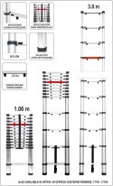 Drabina teleskopowa 13 stopni 3,8 m, nośność 150 kg