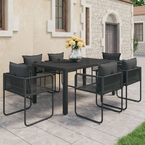 VidaXL 7-częściowy zestaw mebli ogrodowych rattan PVC, czarny VidaXL 7-częściowy zestaw mebli ogrodowych rattan PVC, czarny
