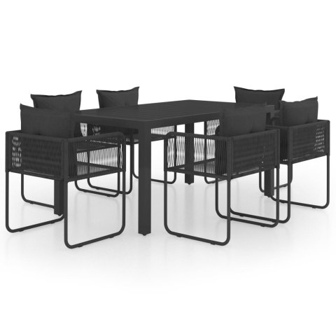 VidaXL 7-częściowy zestaw mebli ogrodowych rattan PVC, czarny VidaXL 7-częściowy zestaw mebli ogrodowych rattan PVC, czarny