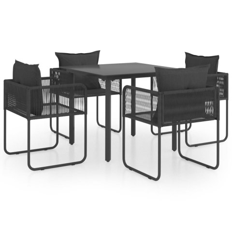 VidaXL Zestaw mebli ogrodowych z rattanu PVC, 5 elementów, czarny VidaXL Zestaw mebli ogrodowych z rattanu PVC, 5 elementów, czarny