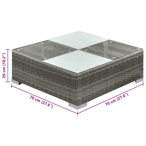 6-cz. zestaw wypoczynkowy do ogrodu, poduszki, rattan PE, szary