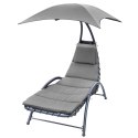 LEŻAK FOTEL Z PARASOLEM BERGAMO 200x125x180CM SZARY