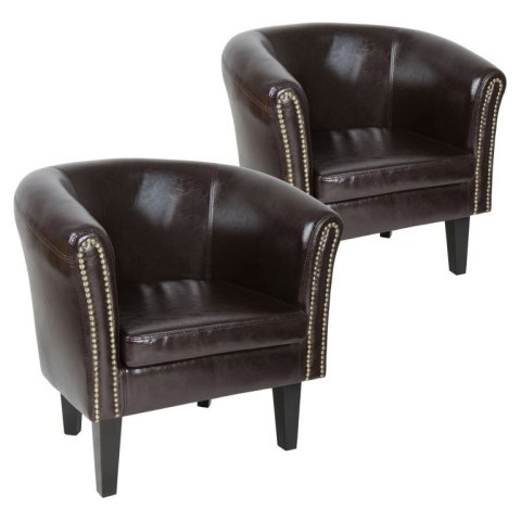 MIADOMODO Zestaw foteli Chesterfield, 58 x 71 x 70 cm, brąz MIADOMODO Zestaw foteli Chesterfield, 58 x 71 x 70 cm, brąz