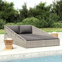 Leżanka ogrodowa, szara, 110x200 cm, rattan PE