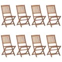 Składane krzesła ogrodowe z poduszkami, 8 szt., drewno akacjowe