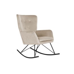 Fotel na biegunach Home ESPRIT Czarny Beżowy Poliester Metal 68 x 90 x 92 cm