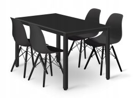 Zestaw stół prostokątny TESSA 120x60 czarny + 4 krzesła OSAKA czarne
