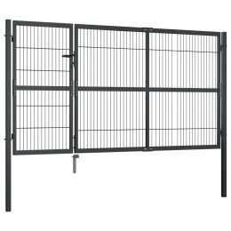 Brama ogrodzeniowa ze słupkami, stal, 350 x 140 cm, antracytowa