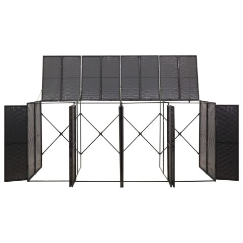 Osłona na 4 kosze na śmieci, czarna, 274x80x117 cm, polirattan