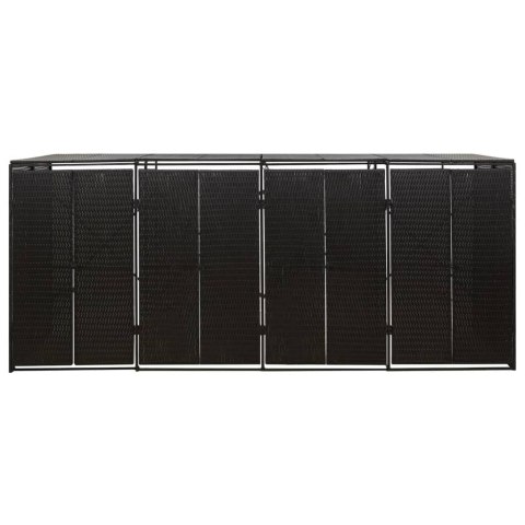 Osłona na 4 kosze na śmieci, czarna, 274x80x117 cm, polirattan