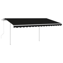 Automatycznie zwijana markiza z słupkami, 4x3,5 m, antracytowa