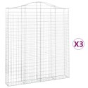 Kosze gabionowe, 3 szt, 200x30x220/240 cm, galwanizowane żelazo