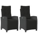 Rozkładane fotele ogrodowe z podnóżkiem, 2 szt., czarne