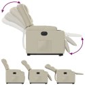 Rozkładany fotel pionizujący, elektryczny, kremowy, ekoskóra