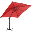 Parasol ogrodowy boczny na wysięgniku kwadratowy 250 x 250 cm czerwony