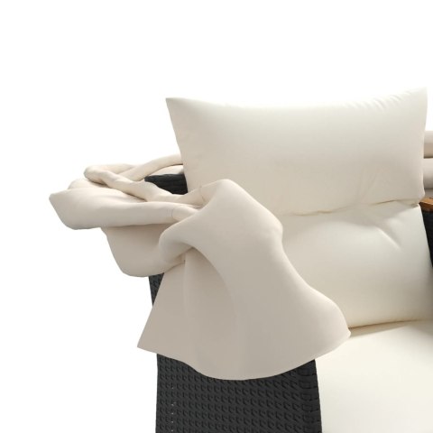 2-os. sofa ogrodowa z daszkiem i podnóżkami, czarna, rattan PE