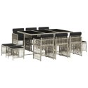 11-cz. zestaw mebli do ogrodu z poduszkami jasnoszary rattan PE
