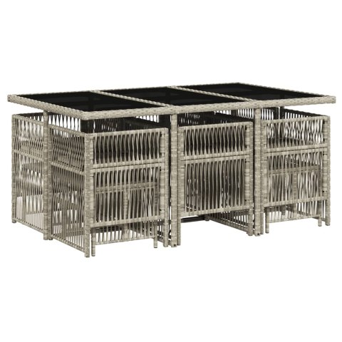 11-cz. zestaw mebli do ogrodu z poduszkami jasnoszary rattan PE