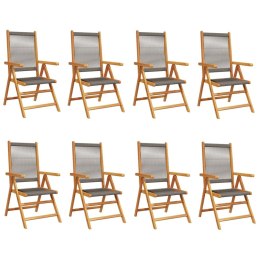 Rozkładane krzesła ogrodowe, 8 szt., szare, drewno akacjowe