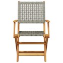 Składane krzesła ogrodowe, 6 szt., szare, polirattan i drewno