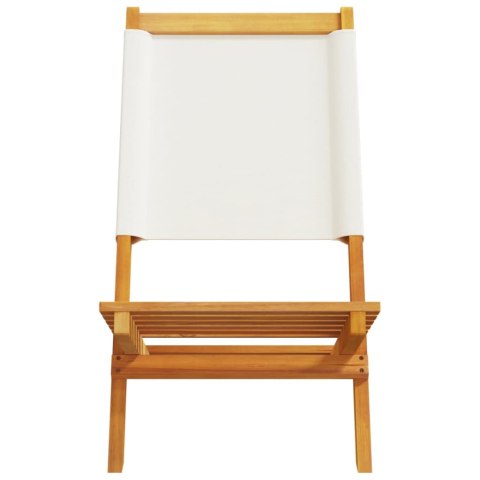 Składane krzesła ogrodowe, 8 szt., kremowa tkanina i drewno