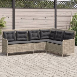Narożna sofa ogrodowa z poduszkami, jasnoszara, polirattan