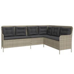 Narożna sofa ogrodowa z poduszkami, jasnoszara, polirattan