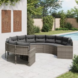 Sofa ogrodowa z poduszkami, okrągła, szary rattan PE