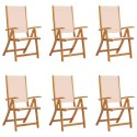 Składane krzesła ogrodowe, 6 szt., drewno akacjowe i textilene