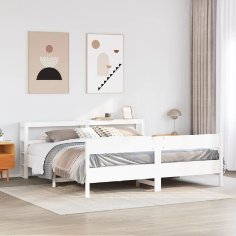 Łóżko bez materaca, białe, 200x200 cm, lite drewno sosnowe Łóżko bez materaca, białe, 200x200 cm, lite drewno sosnowe