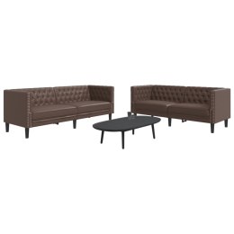 2-cz. zestaw wypoczynkowy Chesterfield, brązowy, sztuczna skóra