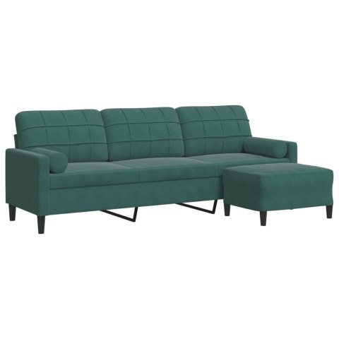 3-osobowa sofa z podnóżkiem, ciemnozielony, 210 cm, aksamit