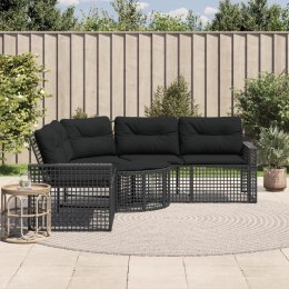 Narożna sofa ogrodowa z poduszkami i podnóżkiem, polirattan