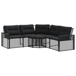 Narożna sofa ogrodowa z poduszkami i podnóżkiem, polirattan