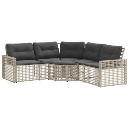 Narożna sofa ogrodowa z poduszkami i podnóżkiem, polirattan