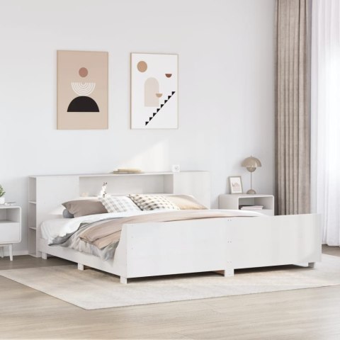 Łóżko bez materaca, białe, 200x200 cm, lite drewno sosnowe Łóżko bez materaca, białe, 200x200 cm, lite drewno sosnowe