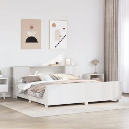 Łóżko bez materaca, białe, 200x200 cm, lite drewno sosnowe