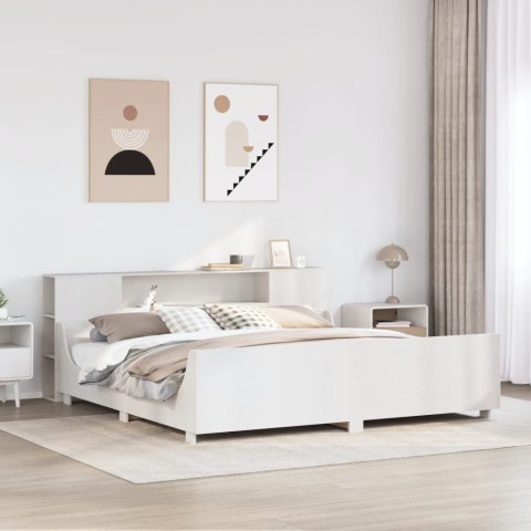 Łóżko bez materaca, białe, 200x200 cm, lite drewno sosnowe Łóżko bez materaca, białe, 200x200 cm, lite drewno sosnowe