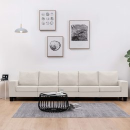 5-osobowa sofa, kremowa, tapicerowana tkaniną