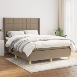 Łóżko kontynentalne z materacem, taupe, tkanina, 140x190 cm