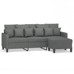 3-osobowa sofa z podnóżkiem, ciemnoszary, 180 cm, tkaniną
