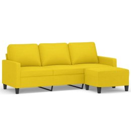 3-osobowa sofa z podnóżkiem, jasnożółty, 180 cm, tkaniną