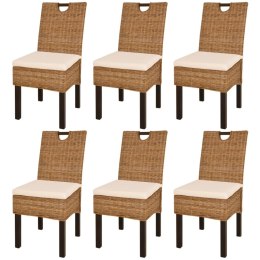 Krzesła do jadalni, 6 szt., rattan Kubu i drewno mango