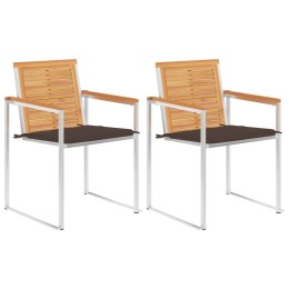 Krzesła ogrodowe z poduszkami, 2 szt., drewno tekowe i stal