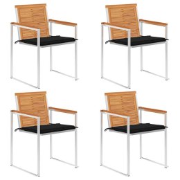 Krzesła ogrodowe z poduszkami, 4 szt., lite drewno akacjowe