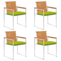 Krzesła ogrodowe z poduszkami, 4 szt., lite drewno akacjowe