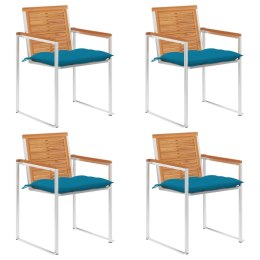 Krzesła ogrodowe z poduszkami, 4 szt., lite drewno akacjowe