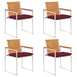 Krzesła ogrodowe z poduszkami, 4 szt., lite drewno akacjowe